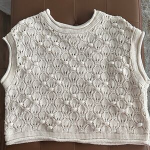 Zara Cream Knit Sleeveless Sweater